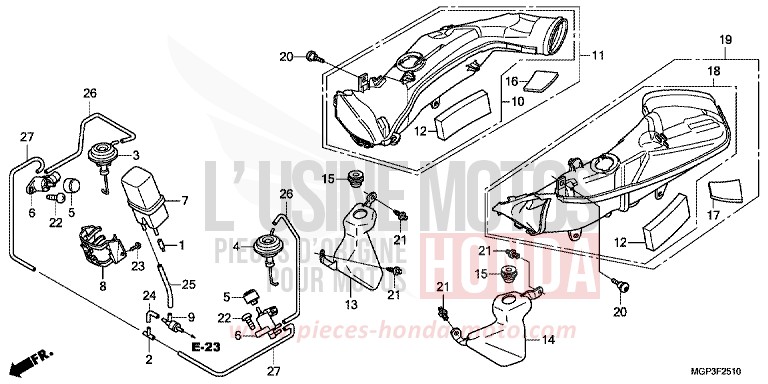 CONDUITE D'ADMISSION AIR/VALVE SOLENOIDE von CBR1000RR "Fireblade" VICTORY RED (R334XA) von 2012